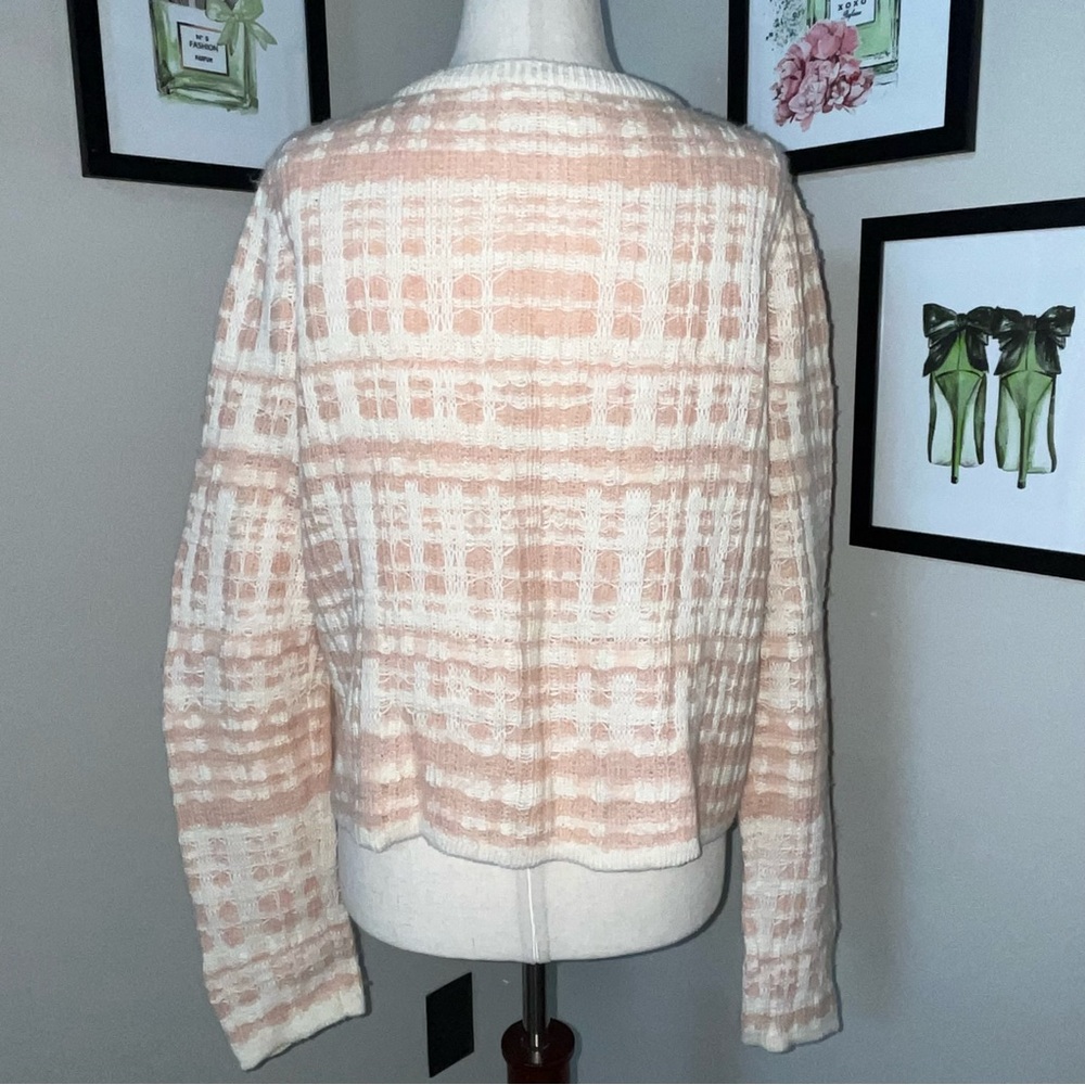 Anthropologie Knitted & Knotted Vintage Plaid Open Knit Cardigan *Altered* - Picture 6 of 11